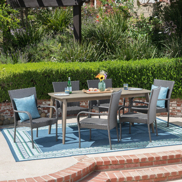 Winston Porter Belrose Rectangular 6 Person Outdoor Dining Set Wayfair